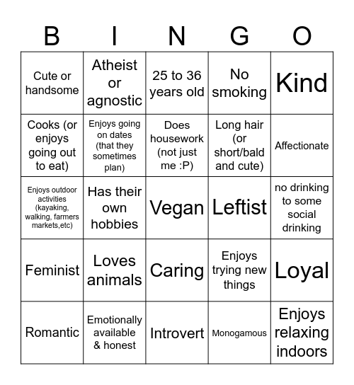 Chelle's Type Bingo Card