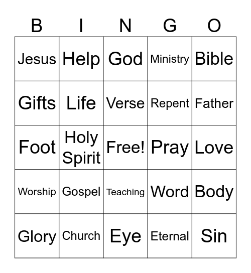 Sermon Bingo Card