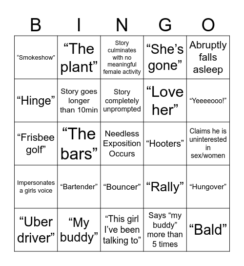 Sean Story Bingo Card