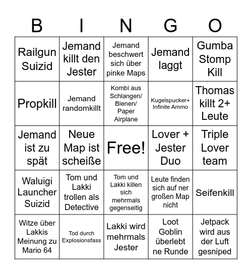 TTT Bingo Card