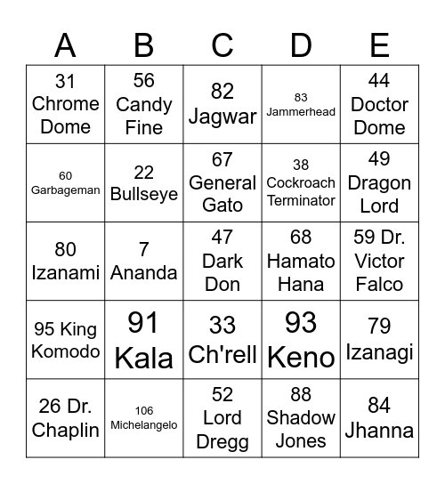 TEENAGE MUTANT NINJA TURTLES 2023 Bingo Card