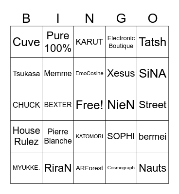 VEX5 Composers Bingo Card