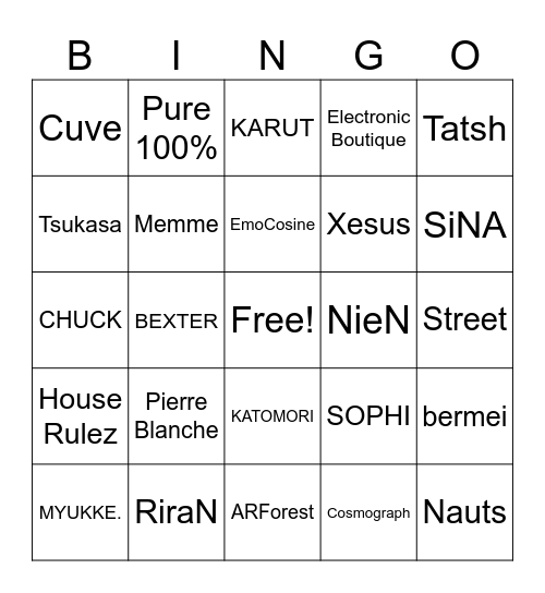 VEX5 Composers Bingo Card