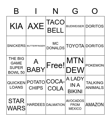 COMMERCIAL BINGO Card