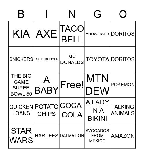 COMMERCIAL BINGO Card