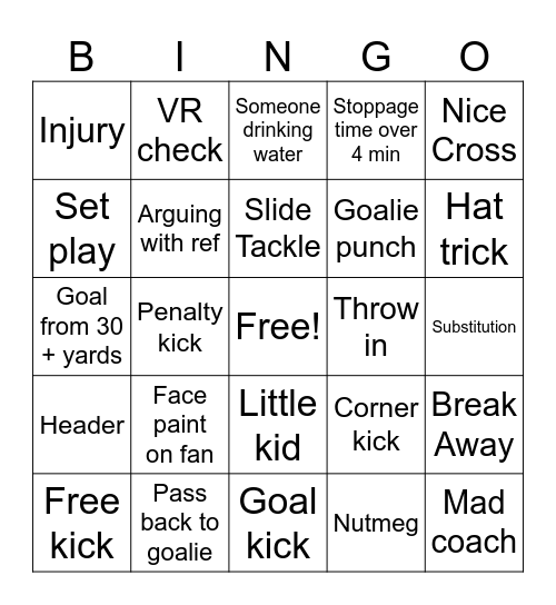 Women’s World Cup Bingo Card