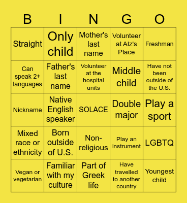 SOLACE IDENTITY BINGO Card