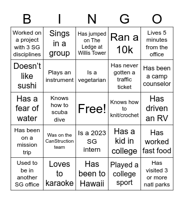 FIND SOMEONE WHO... Bingo Card