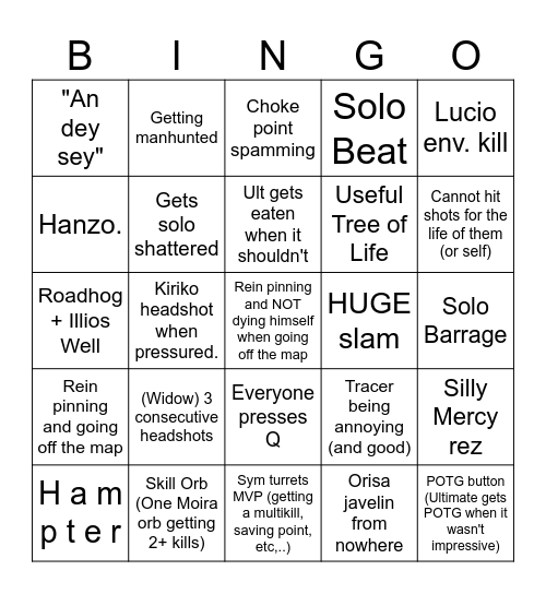 OW2 Bingo Card