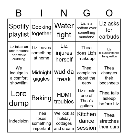 Letty + Liz Bingo Card Bingo Card