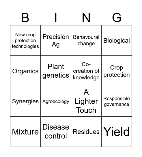 Agroecology 101 Bingo Card