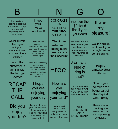 NPS BINGO Card