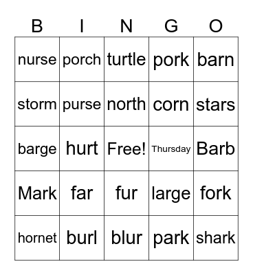 ur Bingo Card