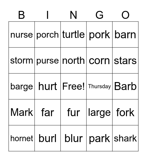 ur Bingo Card