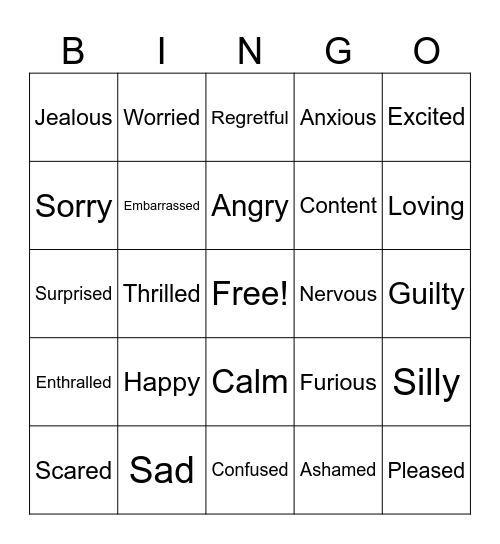 More Feelings Bingo Card