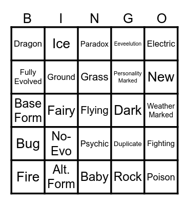 Shiny Catch Bingo Card