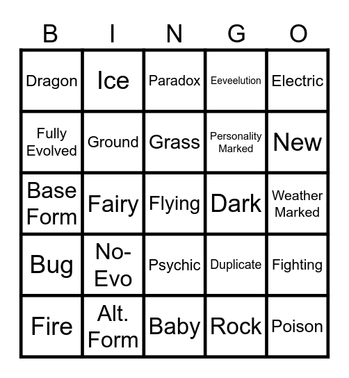 Shiny Catch Bingo Card
