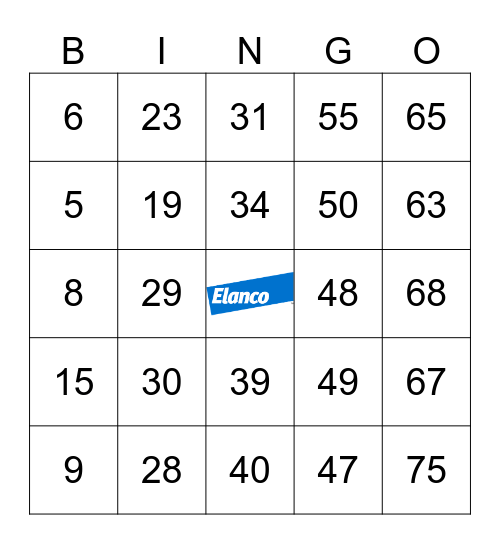 Elanco Bingo Card