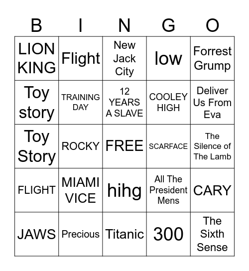 MOVIES!!!!!!! Bingo Card