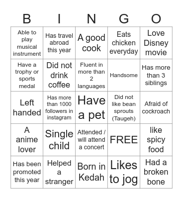 ICE BREAKER BINGO Card