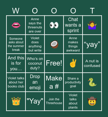 Goodbyenuts Bingo Card