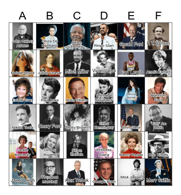 July Birthdays Bingo Card