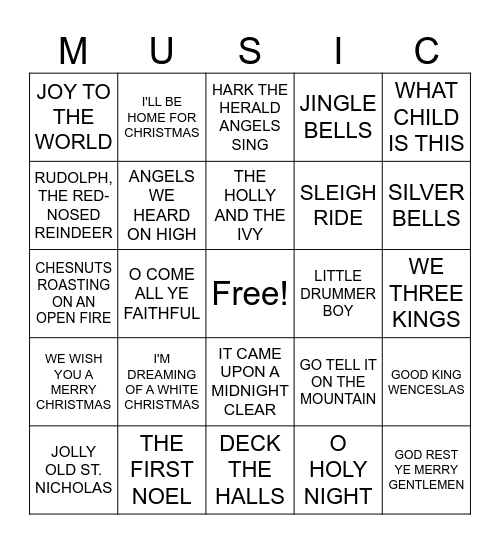 CHRISTMAS MUSIC Bingo Card