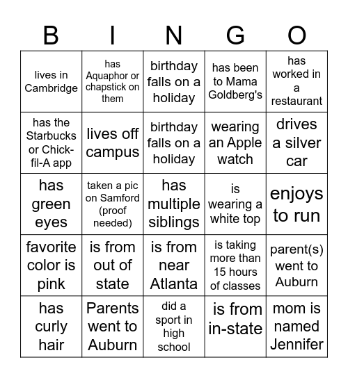 HAPPY RETREAT!! Find someone who(se)... Bingo Card