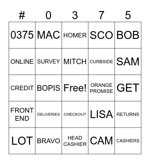 Hot Cashier Summer Bingo Card