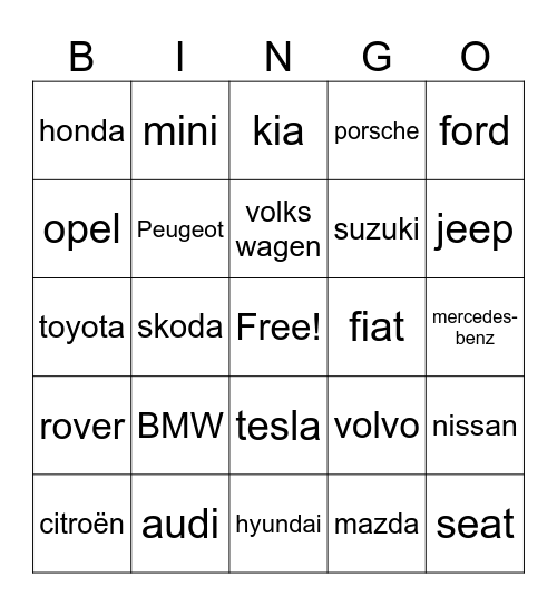 vakantie Bingo Card