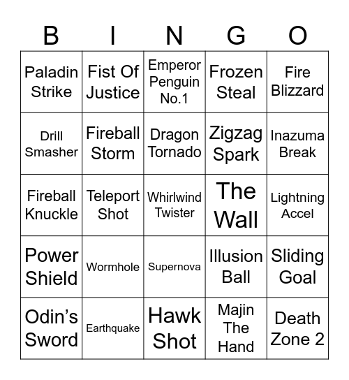 Jack Round 1 (Inazuma Eleven) Bingo Card