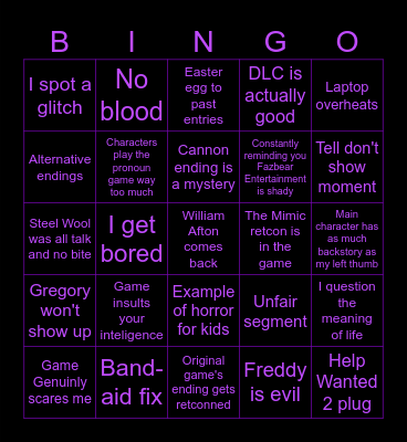 RUIN DLC Bingo Card