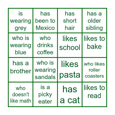 FIND SOMEONE WHO... Bingo Card