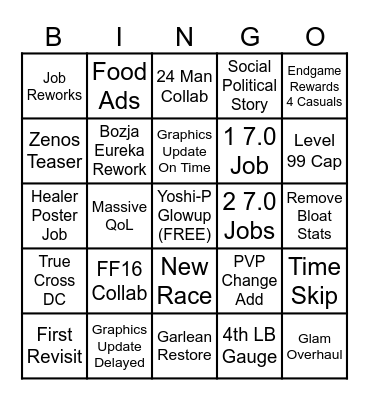 FFXIV Fanfest Bingo (7/28-7/29) Bingo Card