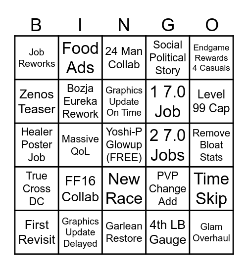FFXIV Fanfest Bingo (7/28-7/29) Bingo Card