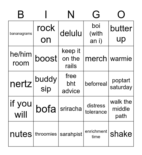 awhw bingo Card