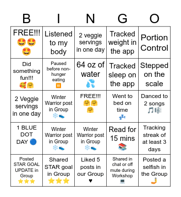 *COACH MICHELLE B'S BINGO* Bingo Card