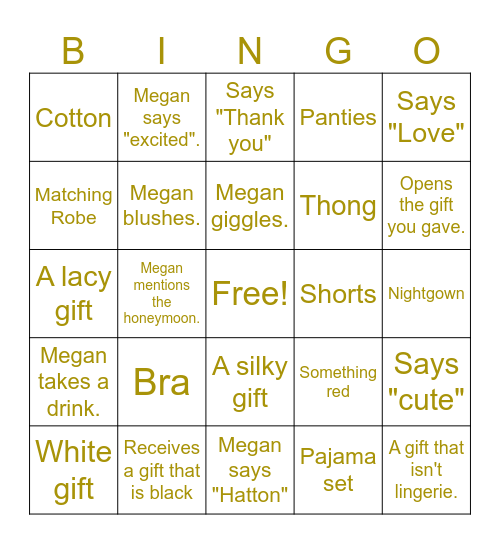 Ooh La La Bingo Card