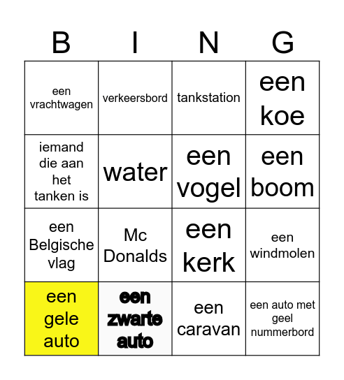 Vakantie naar België bingo Card