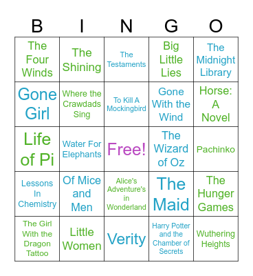 Summer Reading Bingo Card