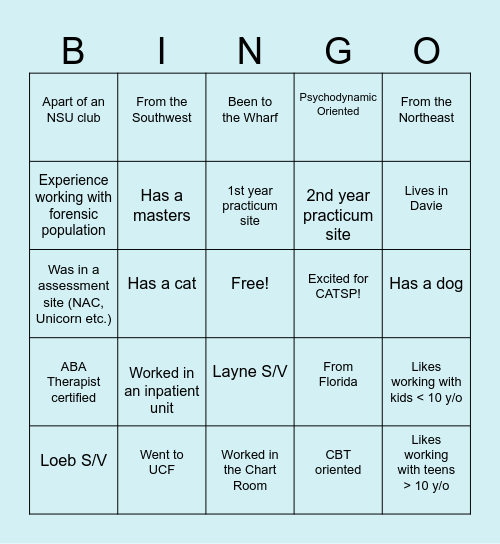 CATSP BINGO Card