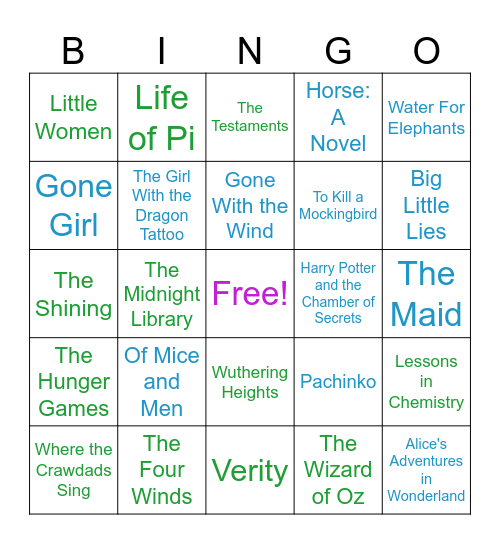 Summer Reading Bingo Card