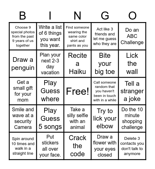 Mostafa's 36th Birthday Bingo Card