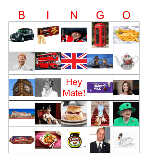 BRITISH BINGO Card