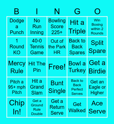 Wii Sports Bingo Card