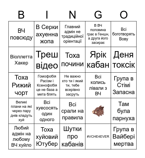 ВЧ БІНГО Bingo Card
