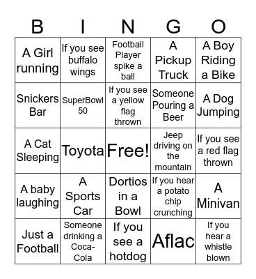 Super Bowl 50 Bingo Card