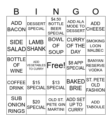 SUNDAY MOON BINGO Card