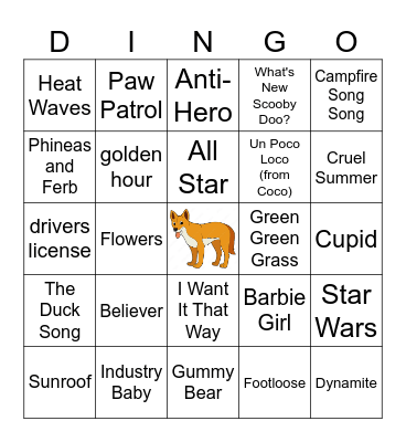 DINGO MUSIC BINGO Card