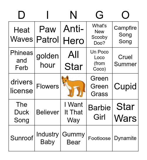 DINGO MUSIC BINGO Card